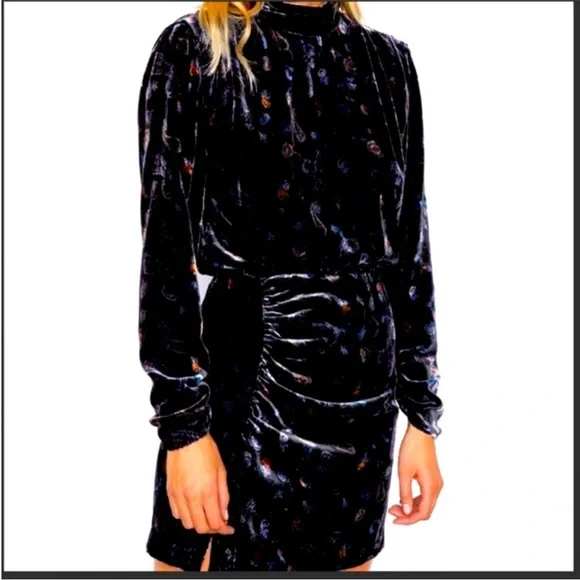 NWT ZARA PAISLEY PRINT VELVET MINI DRESS - Picture 5 of 6